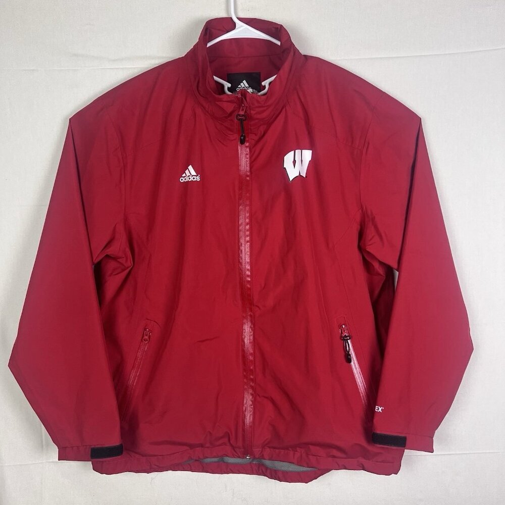 Wisconsin Badgers NCAA Adidas Men's XL Gore-Tex Performance Red Zip Rain Jacket